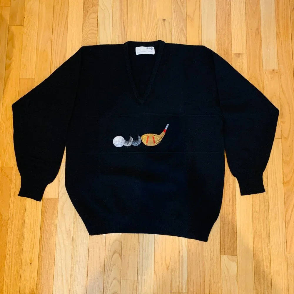 Vintage Nick Faldo Pringle Sport 100% Wool Golf Sweater Size Large